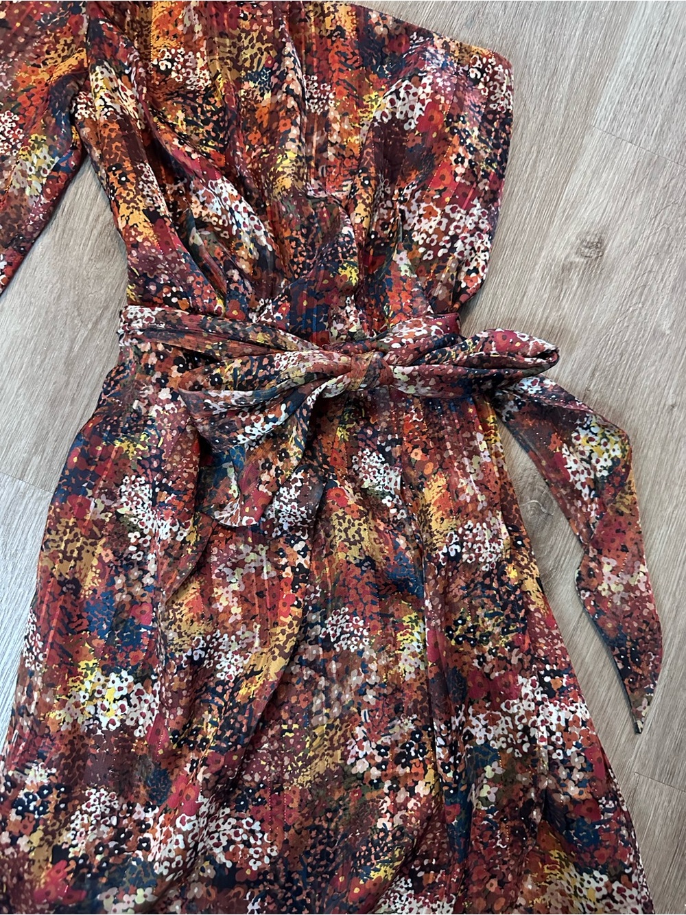 Adelyn Rae One-Shoulder Multi-Color Floral Rust Dress - Picture 2 of 5
